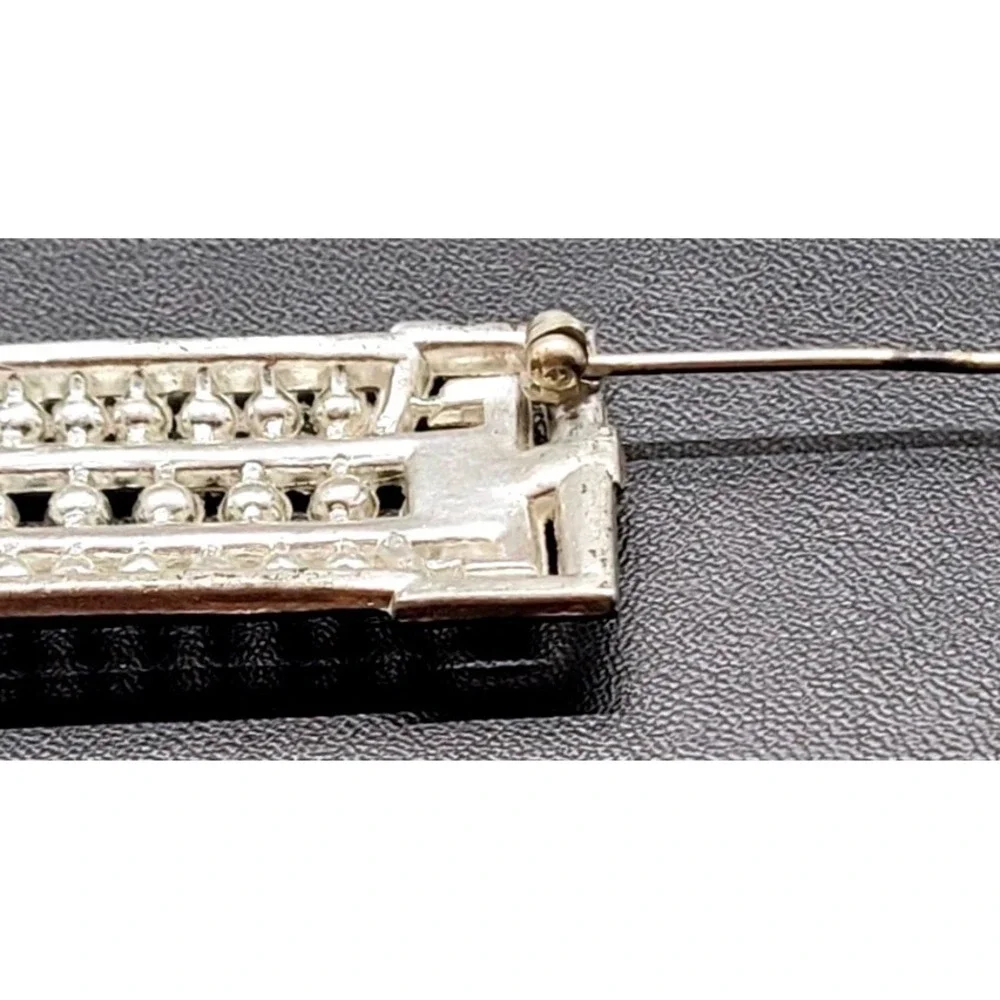 Unbranded Art Deco Bar Brooch Women OS Silver Rhinestone Good Vintage Geometric